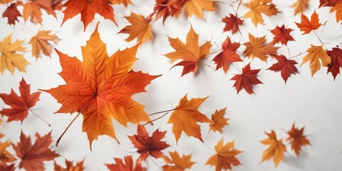 autumn red orange maple leaf isolated on white with sharp contrast , fall foliage, foliage