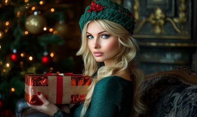 woman with christmas gift