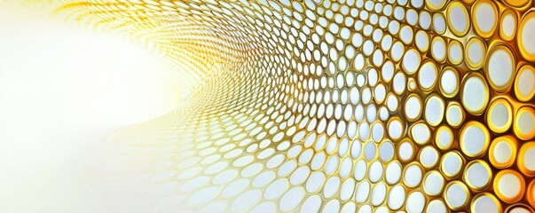 Poster - A mesmerizing abstract pattern featuring honeycomb shapes in warm tones, creating a sense of depth and movement.
