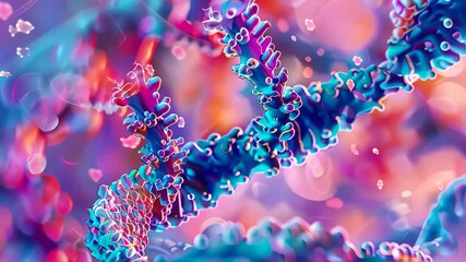 Poster - a detailed view of dna strands is highlighted in vibrant colors, illustrating the intricate structur