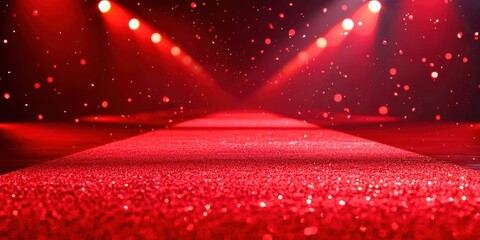 Poster - Red carpet with red lights shining on it