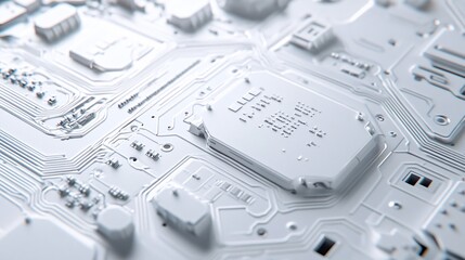 Aufkleber - Close-up of a modern circuit board with intricate details in a clean, minimalist design.