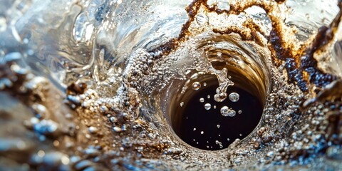 Aufkleber - Glass of water with bubbles and a hole in the middle