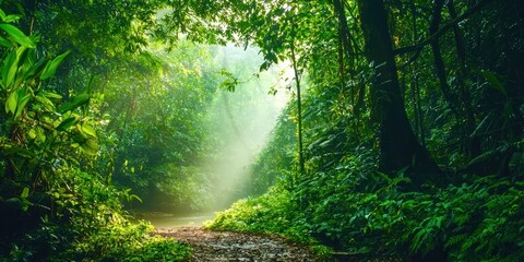 Poster - Forest path with trees and bushes