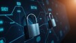 © Pixel Matrix - Digital security lock illustration within a data network backdrop representing cybersecurity  data protection in todays digital era