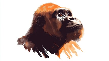 Wall Mural - a gorilla with a red head and a white background