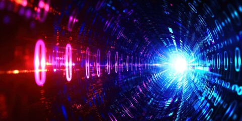 Poster - Blue and red tunnel with a white light in the middle