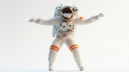 Poster - A stylized astronaut in a spacesuit, appearing to float or dance in a minimalist setting.