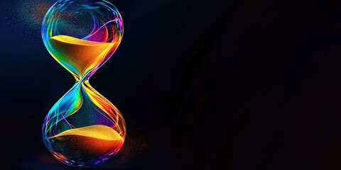 Poster - Colorful hourglass with a black background