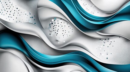 Leinwandbilder - Abstract waves in blue and white with textured patterns and dots.
