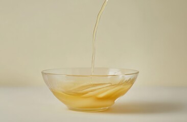 Poster - A glass bowl receiving a golden liquid, suggesting a culinary or beverage context.
