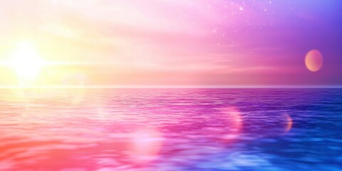 Poster - Beautiful ocean with a pink and purple sky