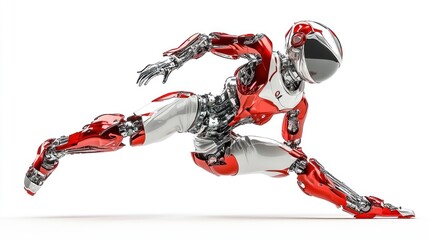 Poster - A futuristic robot in a dynamic running pose, showcasing advanced technology and design.