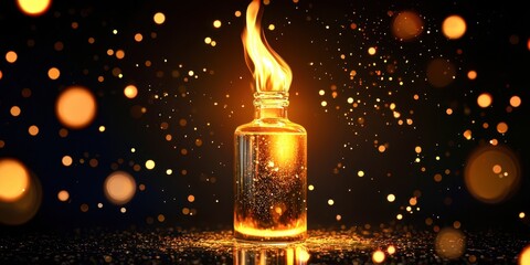 Wall Mural - Bottle of liquid with a flame on top