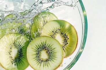 Poster - Slices of kiwi submerged in water, creating a refreshing visual effect.