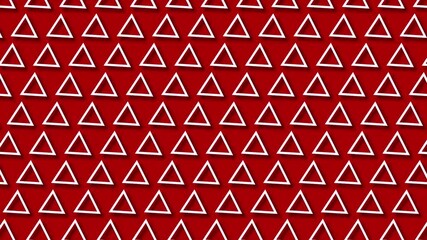 Wall Mural - 3D white triangle line moving patterns on a red background. Triangle shape lines move and rotation animation
