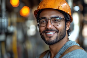 Poster - Smiling Indian engineer perfect for high-quality advertising and corporate promotions.