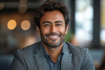 Poster - Smiling Indian professional portrait, emphasizing technical expertise and a warm, approachable demeanor.