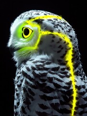 Poster - A stylized owl portrait with vibrant highlights emphasizing its features.