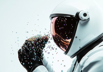 Poster - An astronaut holding a colorful, sparkling object, creating a sense of wonder and exploration.