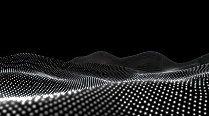 Leinwandbilder - A digital landscape of flowing dots creating a wave-like visual effect.