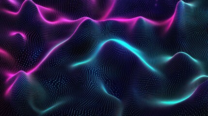 Leinwandbilder - Abstract digital landscape with vibrant colors and flowing patterns.