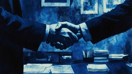 Aufkleber - A handshake symbolizes partnership and agreement in a business setting.