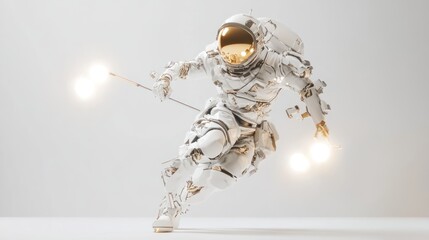 Leinwandbilder - A futuristic astronaut in motion, showcasing advanced technology and design.