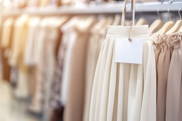 Poster - A close-up of a pleated skirt hanging in a clothing store, showcasing fashion items.