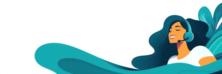 Aufkleber - A stylized illustration of a woman with a headset, suggesting customer support or communication.