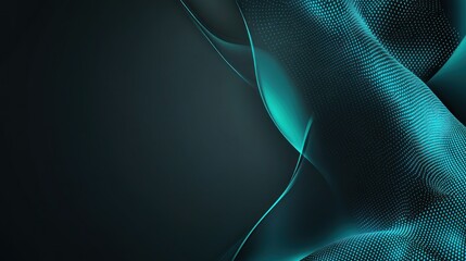 Fototapete - Abstract digital design featuring flowing turquoise lines on a dark background.