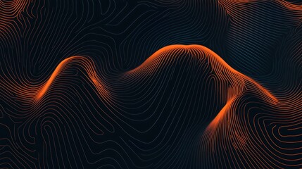 Leinwandbilder - Abstract depiction of flowing waves with vibrant orange and dark blue lines.
