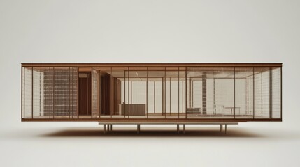 Aufkleber - A modern architectural design featuring a glass and wood structure.