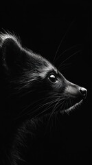 Poster - A close-up profile of a black animal against a dark background, highlighting its features.