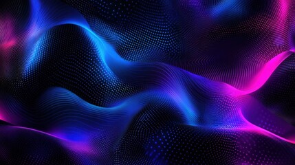 Aufkleber - Abstract waves of vibrant blue and pink light create a dynamic, fluid background.