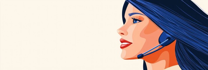 Aufkleber - A stylized illustration of a woman with a headset, representing customer service or support.