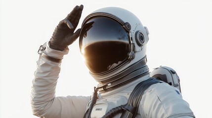 Poster - An astronaut saluting against a bright backdrop, symbolizing exploration and adventure.