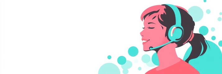 Aufkleber - A stylized illustration of a woman with a headset, symbolizing communication and support.