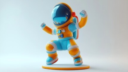 Leinwandbilder - A colorful astronaut figurine in a playful pose, showcasing creativity and fun.