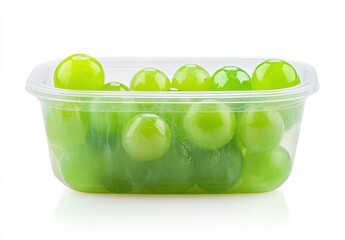 Poster - A clear container filled with fresh green grapes, ready for consumption.