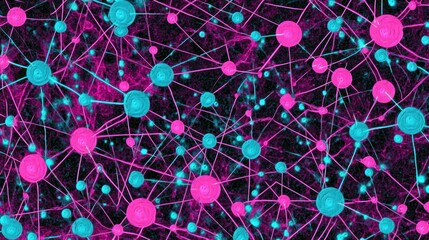 Aufkleber - A vibrant network of interconnected nodes, illustrating complex relationships in data.