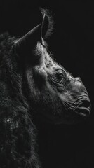 Poster - A striking monochrome portrait of an animal's head, emphasizing texture and detail.