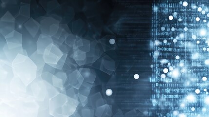Fototapete - illustration of digital data transfer with binary code and glowing dots, featuring a cyber tech them