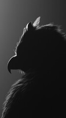 Poster - A silhouette of a bird, emphasizing its features and texture against a light backdrop.