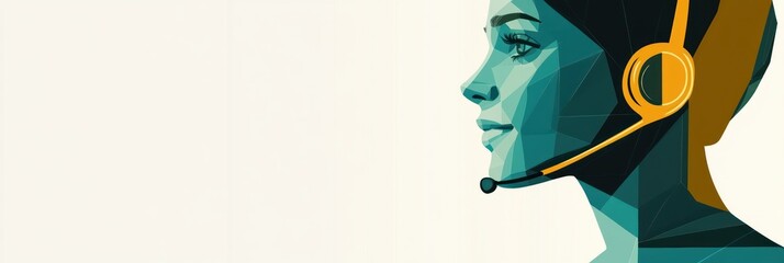 Aufkleber - A stylized profile of a woman with a headset, representing customer service or tech support.