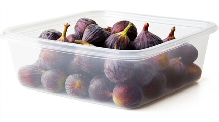 Poster - A clear container filled with fresh figs, showcasing their rich color and texture.