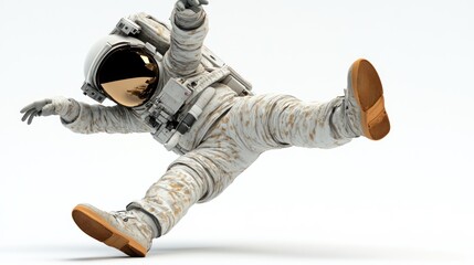 Poster - An astronaut in a playful pose, appearing to slip or fall in a lighthearted manner.