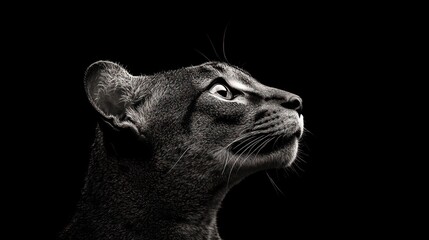 Poster - A close-up profile of a panther against a dark background, highlighting its features.