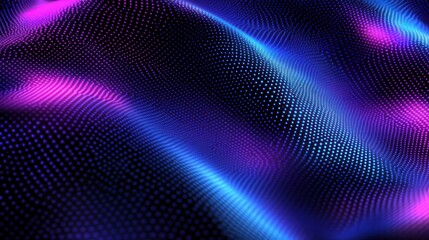 Aufkleber - Abstract digital waves in vibrant blue and purple hues create a dynamic visual effect.