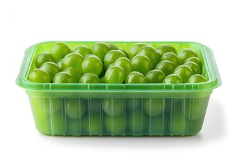 Poster - A green plastic container filled with fresh green grapes.
